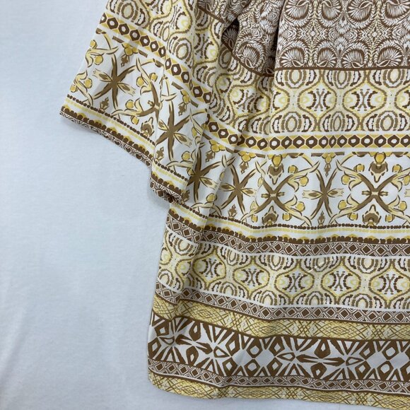 Susan Graver sz 3X Boho Abstract Print Split Neck 3/4 Sleeve Stretch Knit Tunic - Picture 4 of 11